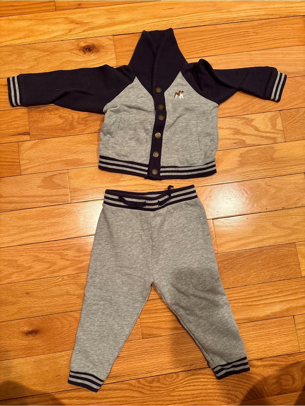 Janie and Jack Gray and Navy Two-Piece Jogger Set